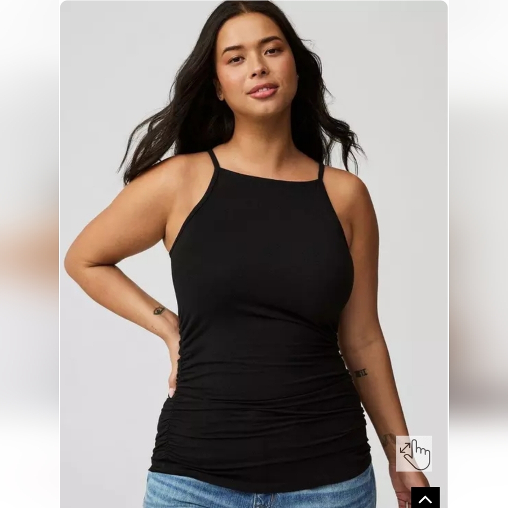 torrid Black High Neck Ruched Camisole